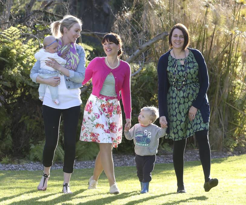 FAMILY FRIENDLY: CWA members Samara Trethowan with daughter Charlotte, 4 months, Kate Schilg and Kelly McGregor with son Jai, 2. Picture: ELENOR TEDENBORG
