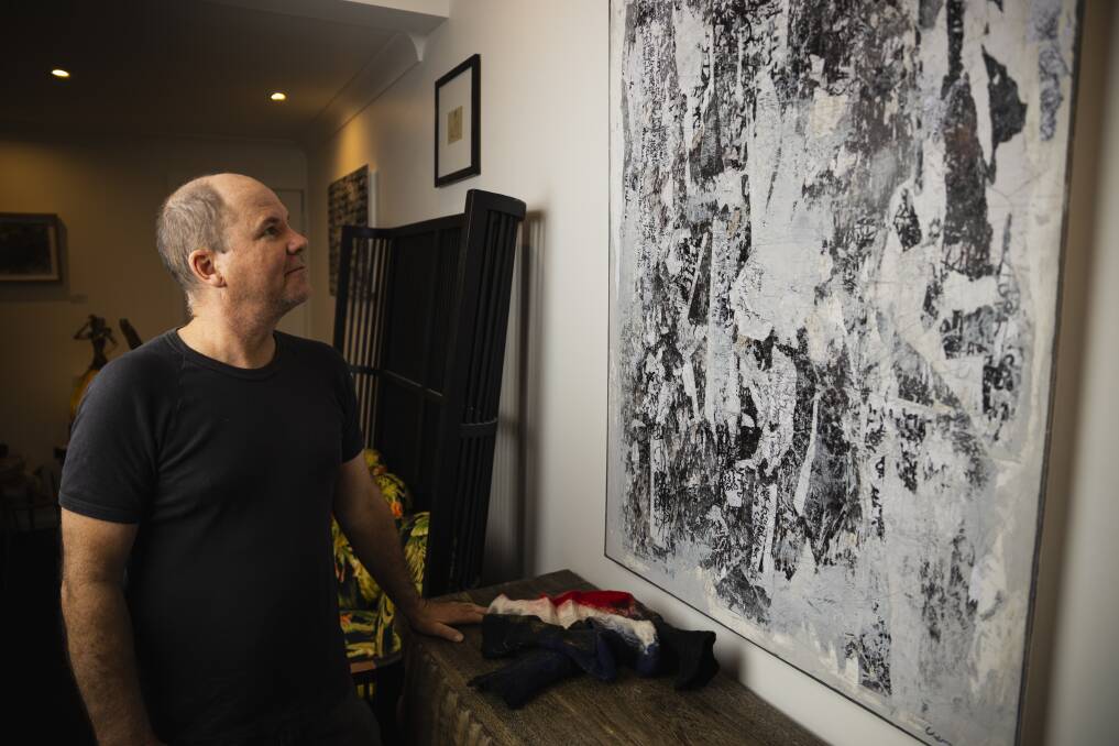 Albury artist Vernon Bartlett's exhibition at Circa 1928 Art Hotel in Albury, Entropy, has now been extended until the end of this month. Bartlett's works have a strong energetic and experimental nature. Picture by Ash Smith