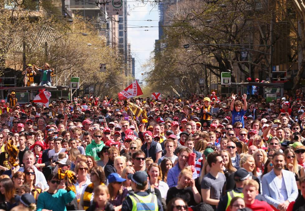 BIG CROWD: There could be an even bigger attendance for the AFL parade in Melbourne in 2015 with the ushering in of a public holiday for the state. 