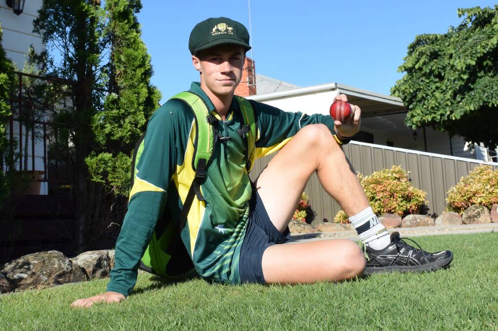 DONNING THE CAP: City Colts bowler Fraser Ellis, 15, is hoping to perform well when he plays for the Australian under 16s side in one-day and Twenty20 matches against Pakistan over the next two weeks. Picture: SHANA MORGAN
