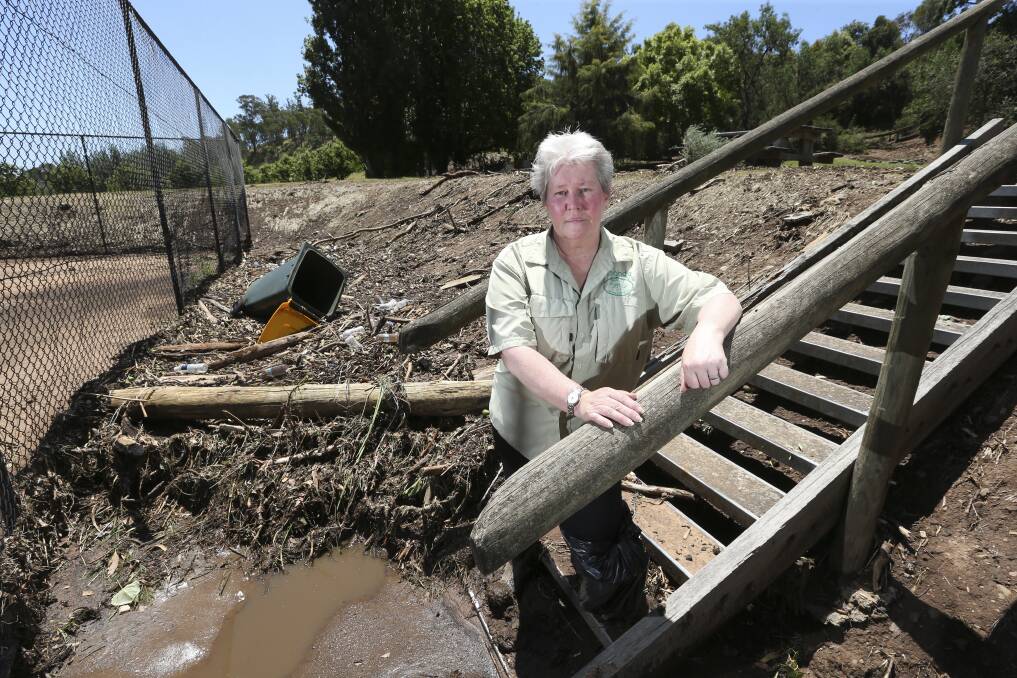 FLOODED: Valley Homestead manager Rhonda Forster has her work cut out to clean up the mud and debris. Picture: ELENOR TEDENBORG