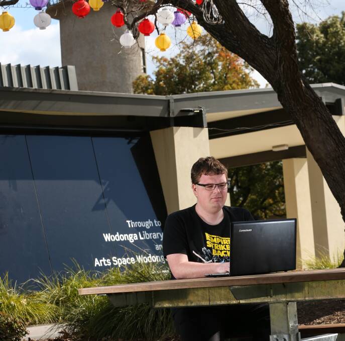 Not happy: Benjamin Cook wants a peaceful place to study when he goes to Wodonga Library, not to be met by disrespectful youths. Picture: JAMES WILTSHIRE