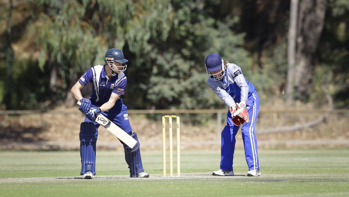 LEADING BY EXAMPLE: Baranduda skipper Zach Leach watches closely as the Roos' wicket keeper pulls the ball in. Leach finished the game with 13 runs.