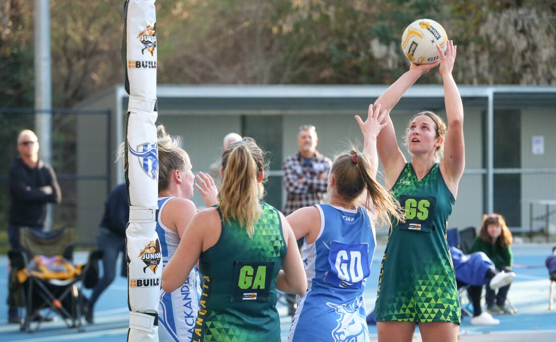 AIMING FOR SUCCESS: Hannah Dwyer has taken out Tallangatta's A-grade netball best and fairest award after her first season with the Hoppers, having previously played for Ovens and Murray League club Wodonga Bulldogs.