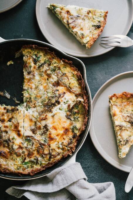 Broccoli, caramelised onion and white cheddar quiche. Picture by Hugh Forte
