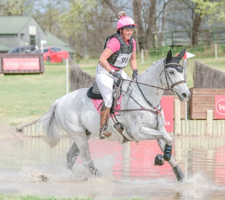 Happy place ... Jade Willis aboard another off-the-track thoroughbred, Greyland, in its new life as an eventer. Picture supplied