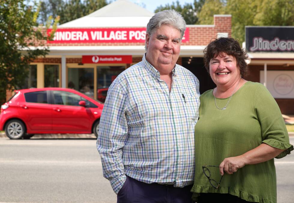 You've got mail ... longstanding Jindera residents and post office licensees Pat and Mary-Lynne Hayes, with the new purpose-built premises. Picture by James Wiltshire