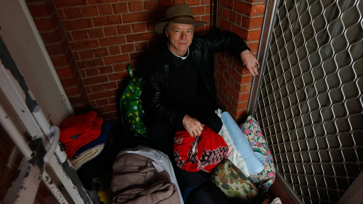 Home-grown help: Father Peter McLeod-Miller, of St Matthew's Church Albury, is holding a garage sale in the grounds of his Adamshurst property on Saturday.