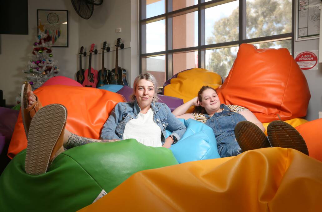 SAFE SPACE: Youth mentor Shelbie Strauss hanging out with her mentee Macky Cusick, 17. Picture: JAMES WILTSHIRE
