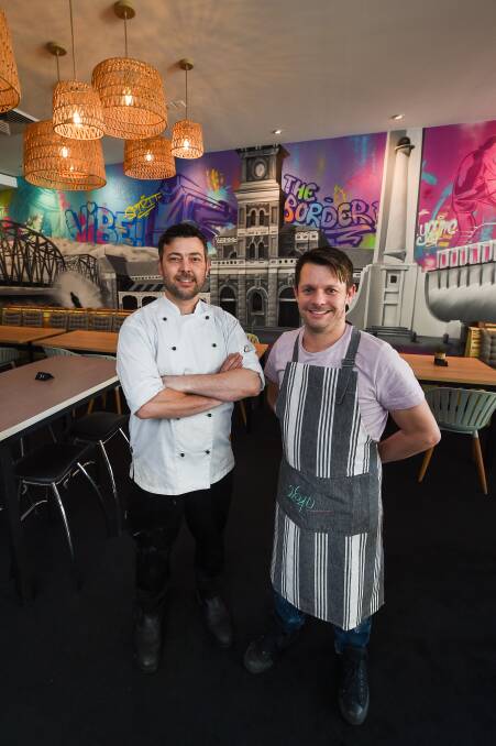 Vision splendid ... Andrew Milton and Joel Carey at the December 2019 opening of their Albury restaurant 2640.