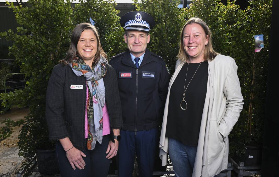 Foodshare's Katrina Pawley, Inspector Owen Hill and Country Hope's Kristy McMahon who represent organisations that will benefit from a final donation from the Murray Valley Centre's bingo. Picture by Mark Jesser 