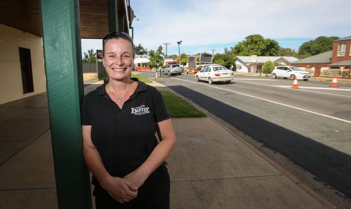 Win in the end: Wahgunyah publican Christi Van Andel was able to convince authorities of the need to keep traffic flowing from Corowa through her town. Picture: JAMES WILTSHIRE