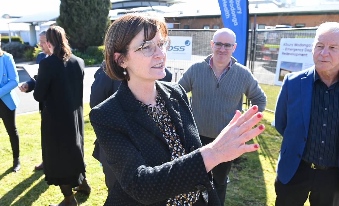 Victorian Health Minister Mary-Anne Thomas at Albury hospital in July 2022 when she turned the first sod on the emergency department expansion now under construction. Picture by Mark Jesser