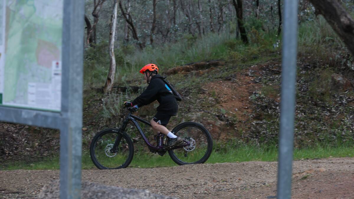 A mountain bike rider travels down a track on Nail Can Hill which is also used by walkers. Such shared trails are now being flagged for Eastern Hill. 