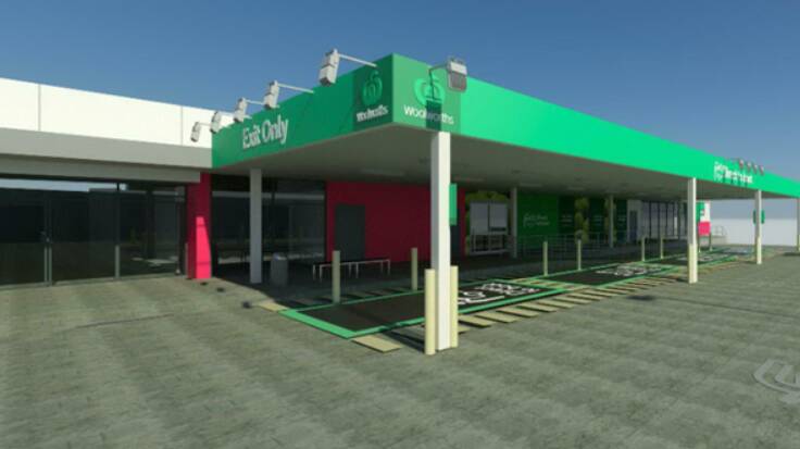 An artist's impression of how a drive-through collection point for online grocery orders will appear at Thurgoona's Woolworths