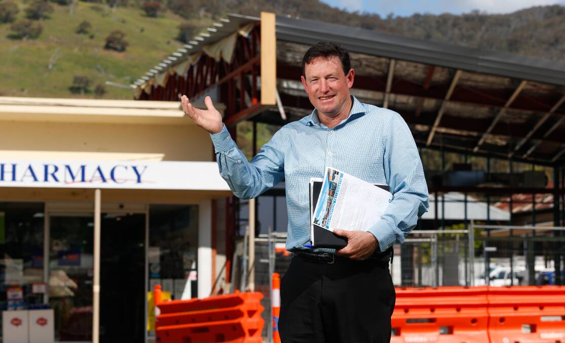 Booked out: Towong mayor David Wortman, pictured in September, during construction for the new library and childcare centre at Tallangatta. 