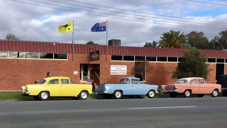Some classic models parked outside the National Holden Museum which is closing down in April after failing to find a buyer. Picture from Facebook