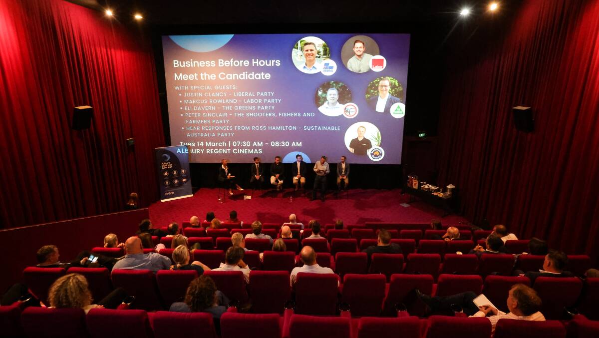 About 35 people attended Albury Business Connect's candidates' forum for the NSW election at Regent Cinemas. Picture by James Wiltshire