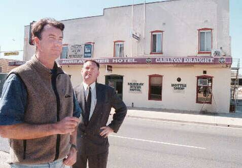 Gary Paxton with Doug May outside the Murray River Hotel in April 1998 at the time it was being put up for sale.