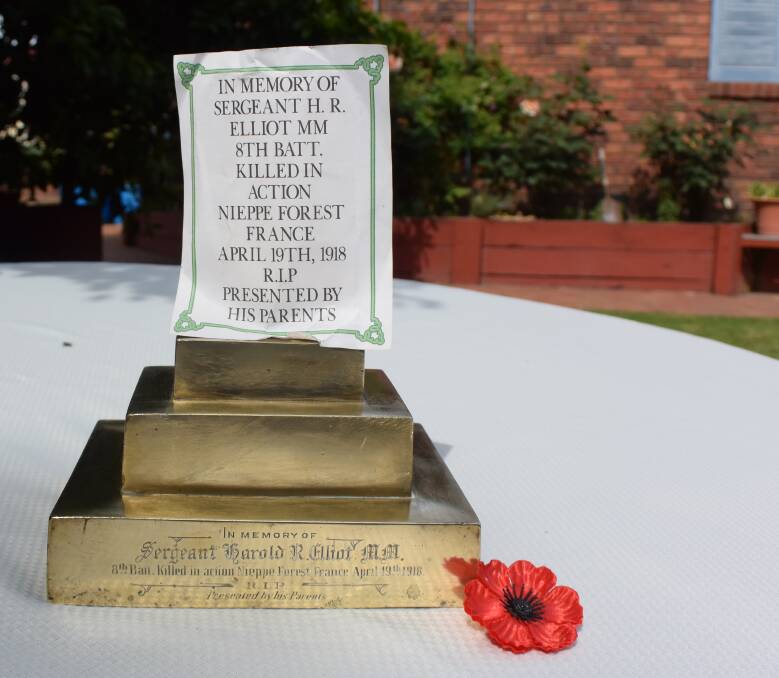 Special piece: The memorial made to honour Harold Elliot.
