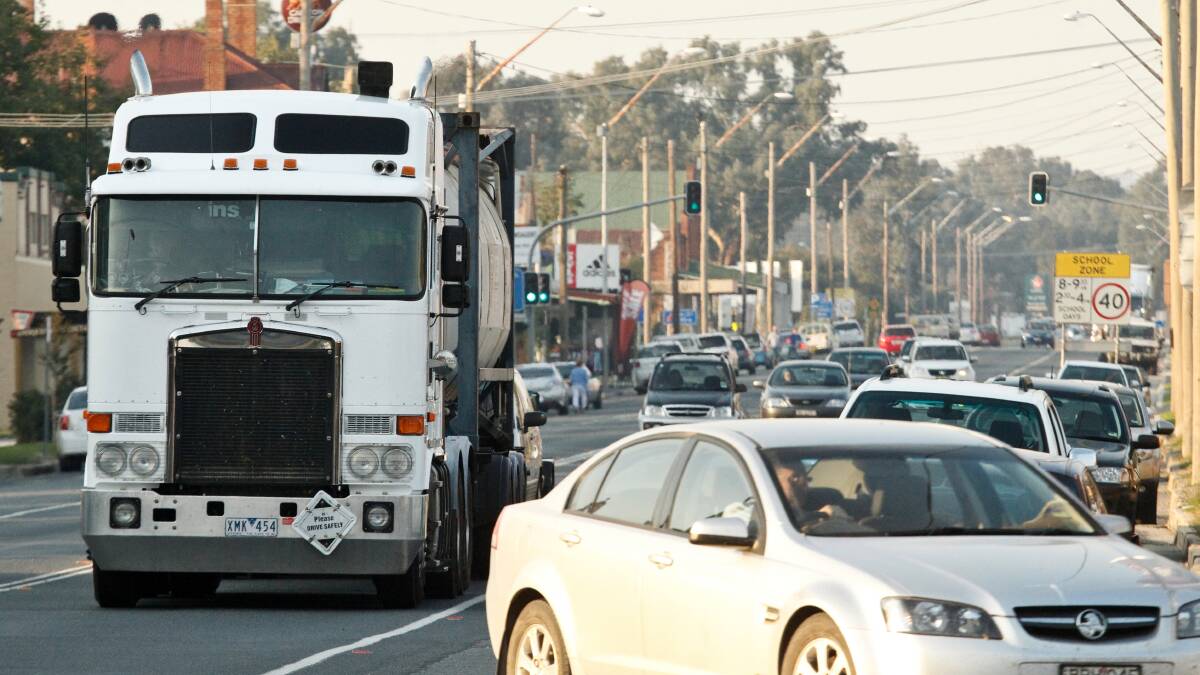 A truck heads along Holbrook's main artery Albury Street. Soon there will be a ban introduced on rigs being allowed to park overnight on the southern section of that thoroughfare. 