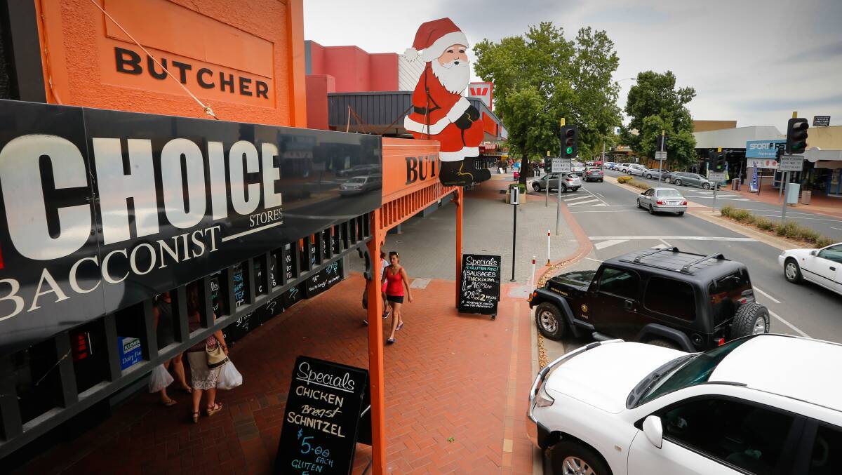Santas scarce: The lone decoration to feature atop a High Street business in Wodonga.
