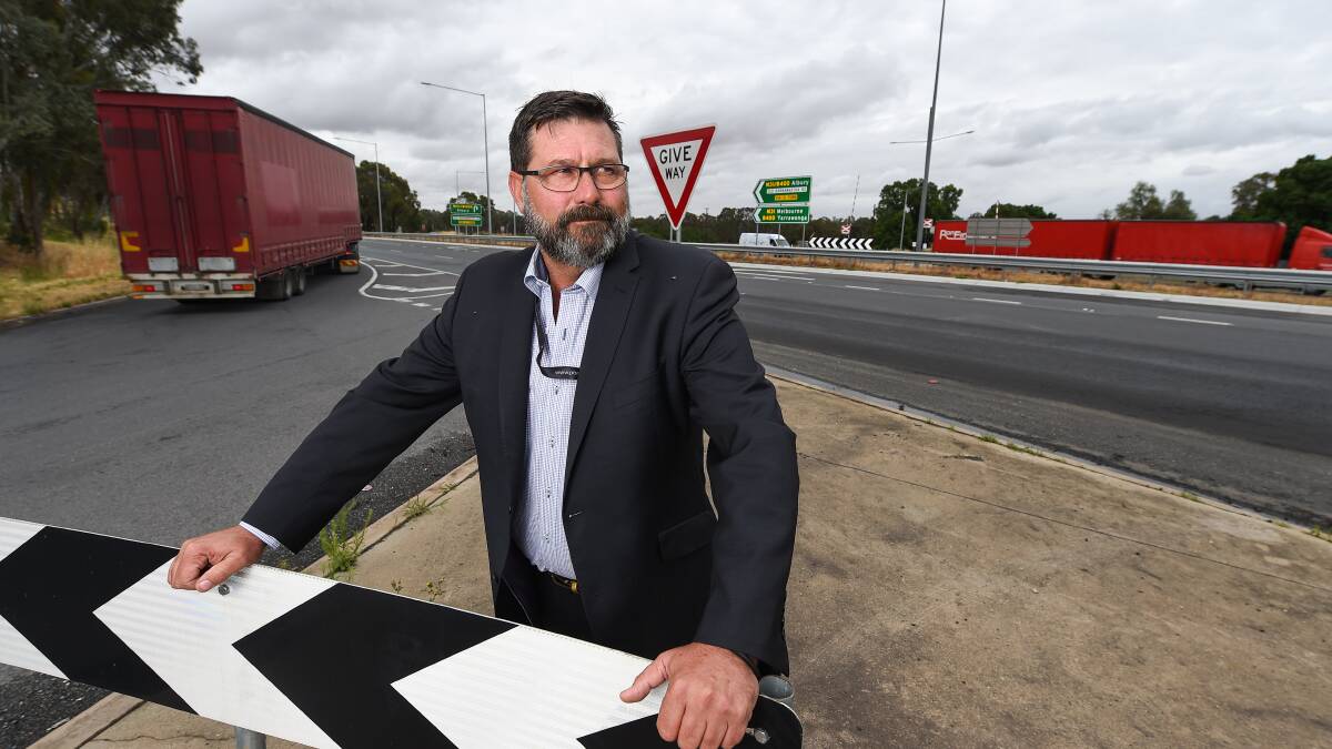 Bill Tilley at the Hume Freeway-McKoy Street intersection which has had a speed reduction and modification to reduce the risk of a tragedy.