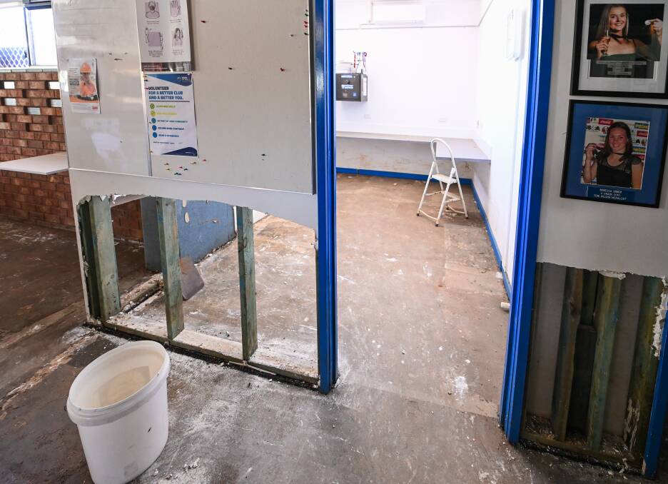 Part of the change rooms at John Foord Oval which is earmarked for demolition because of irreversible flood damage, including mould. Picture by Mark Jesser