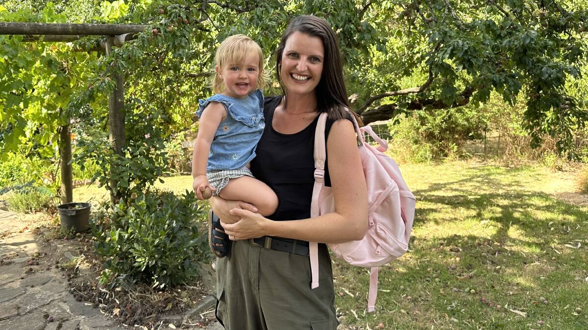 Annabelle Cleeland with her child Quinn. She has given her maiden speech to parliament after being elected last year and referred to her traumatic birth experience with oldest son Arthur.