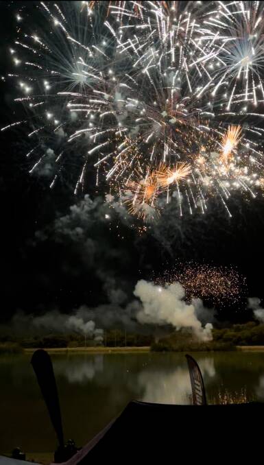 Fireworks light up the night sky over Lake Mulwala for the national championship. Picture supplied