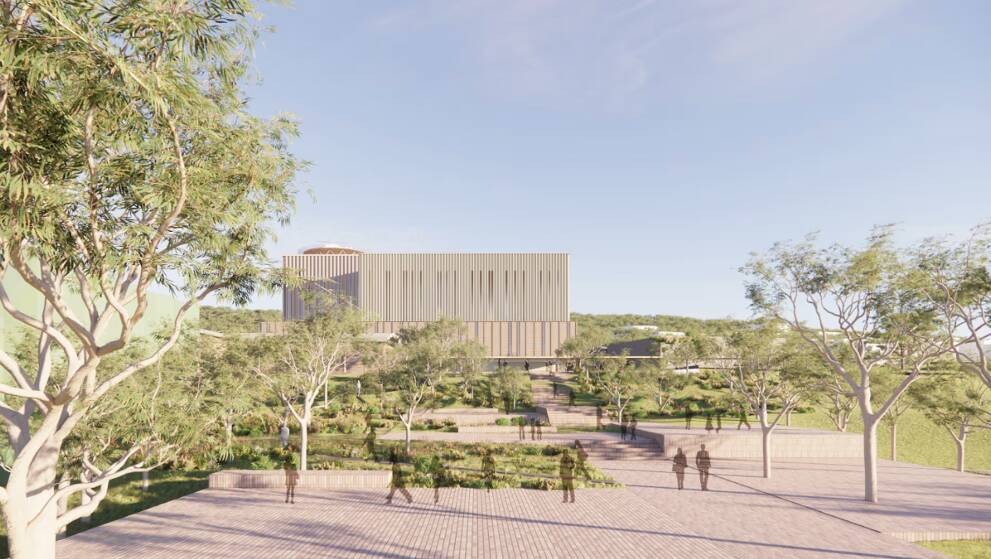 How the new clinical services building will appear at Albury hospital when completed as a centrepiece to the expansion at the Borella Road site. Image from NSW government 