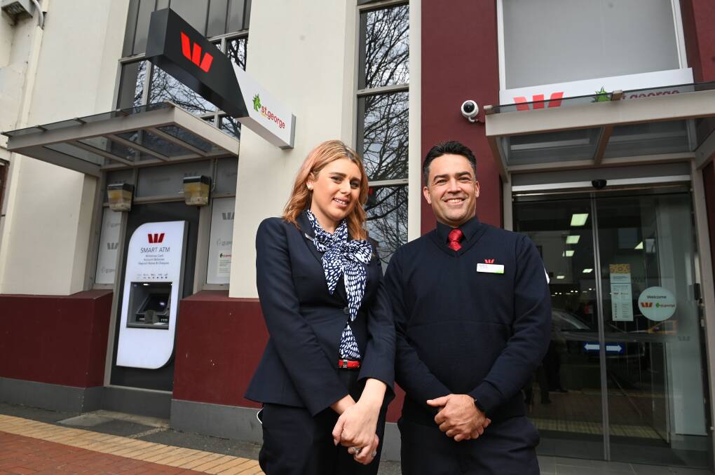 Tess Herne was Westpac Lavington manager. She's now deputy at the remade Albury branch to Paul Gow, who first worked at a bank at Deniliquin. His dad was a bank manager when the job came with a home. Picture by Mark Jesser.