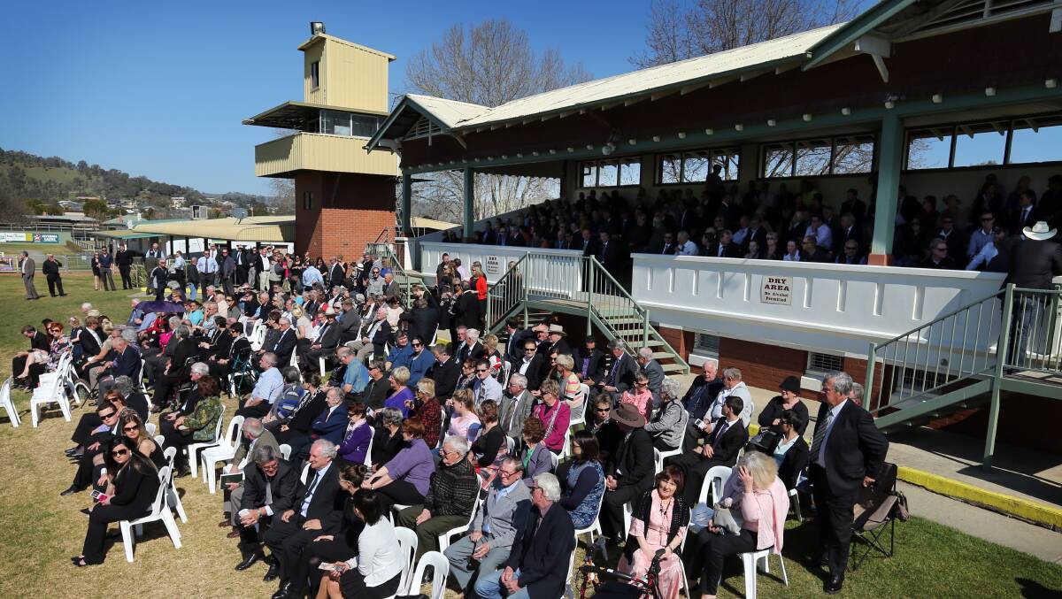 The historic grandstand at Wodonga racecourse, which has a capacity of around 240, was well populated on this day in 2014 when the funeral service for horse trainer Ollie Cox was held facing the track.