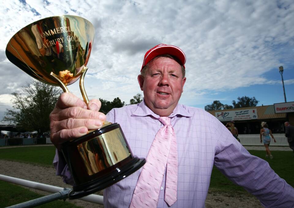 Brett Cavanough in 2013 with the Albury Gold Cup he won with Niblick after a protest.