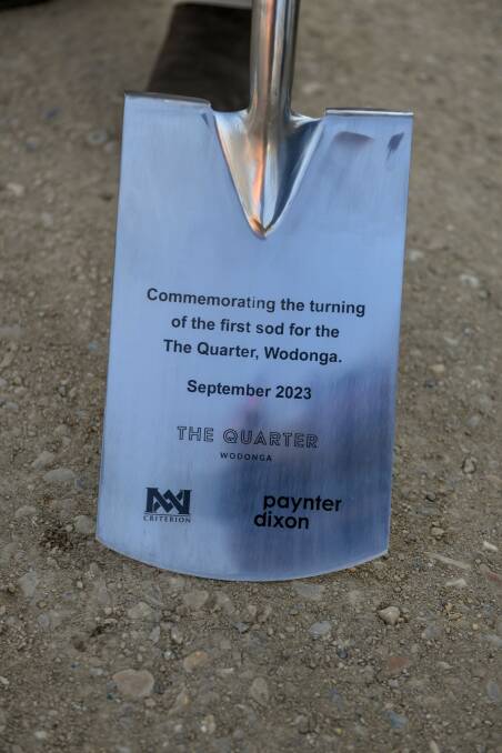 The front side of the spade inscribed to mark the ceremonial start of The Quarter. Picture by Tara Trewhella 