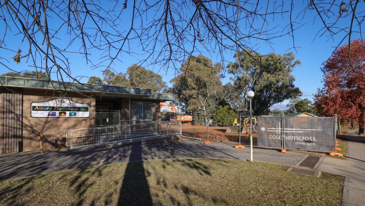 A temporary fence to the south of Albury Preschool marks the area into which the children's service will expand. Picture by James Wiltshire