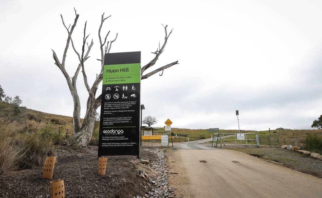The road up to the lookout on Huon Hill is mentioned among a revised list of priorities for Wodonga's elevated areas. Picture by James Wiltshire