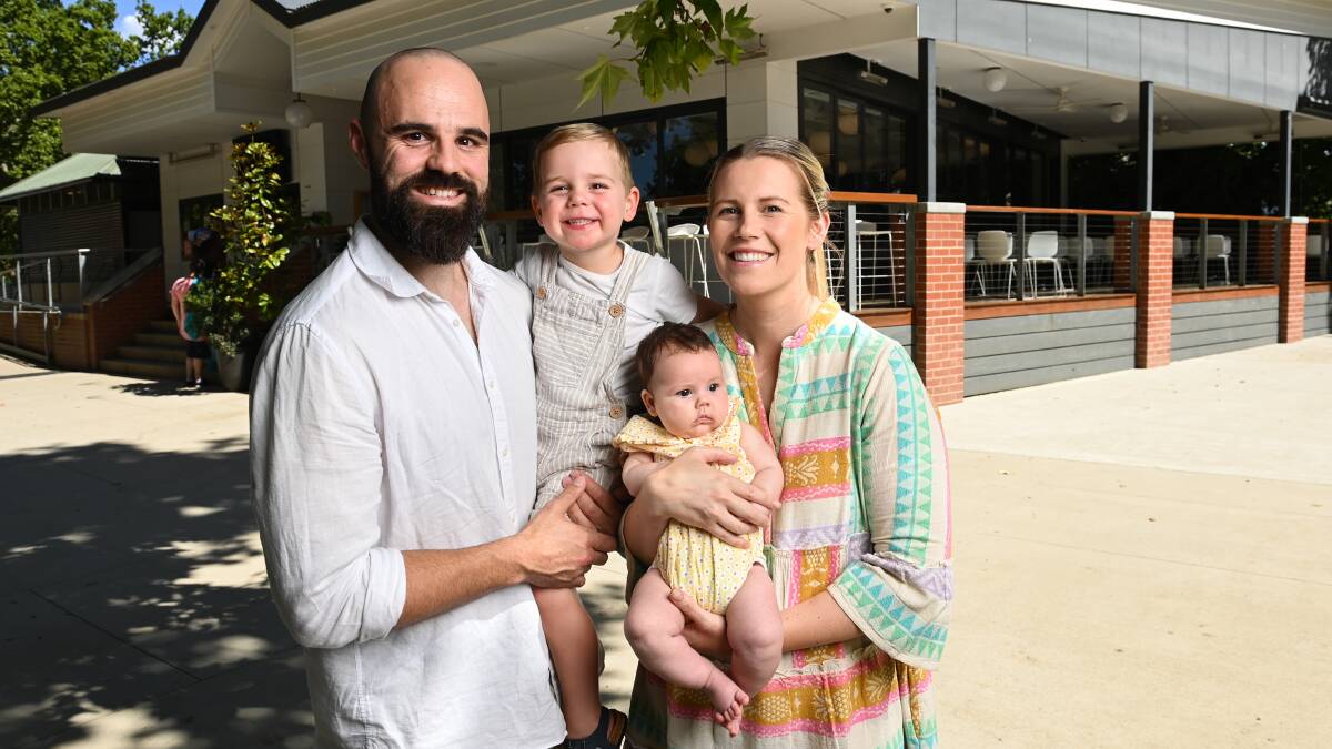 Noreuil Park cafe owners Tom and Emily Cencic with children Vance and Bonnie at the time they took over the eatery in early 2023. They have put an objection to Albury Council over plans for the area.
