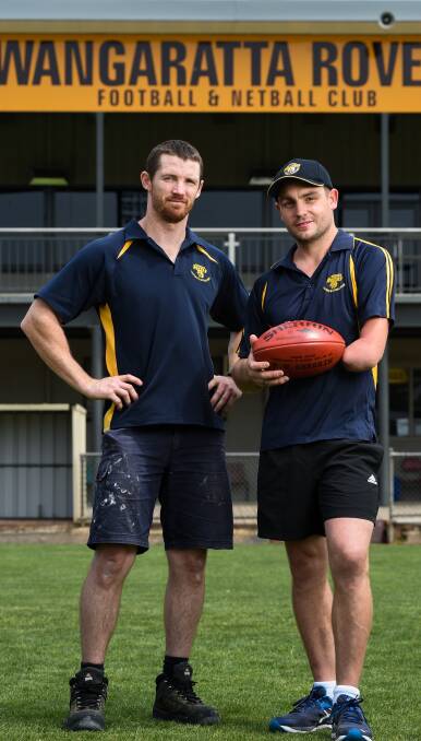 DREAM TEAM: Club champion Andy Hill and star midfielder Sam Carpenter will team up as co-coaches at Wangaratta Rovers in 2016. Picture: MARK JESSER