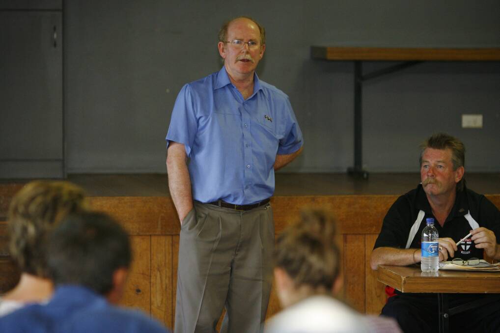 Greg Claney spoke at Myrtleford's crisis meeting in February, 2009.