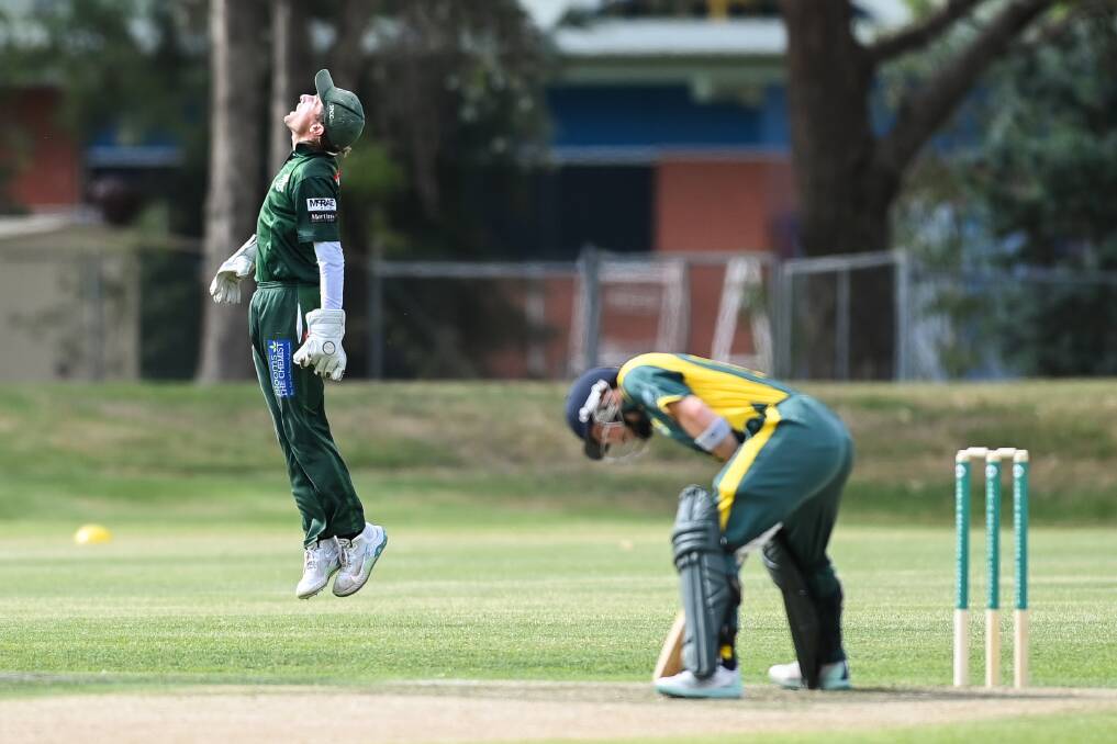 North Albury batter-wicketkeeper Ben Fulford is claimed by his counterpart Angus Kilby in last night's T20 semi. The decider will be played on February 12. Picture by Mark Jesser