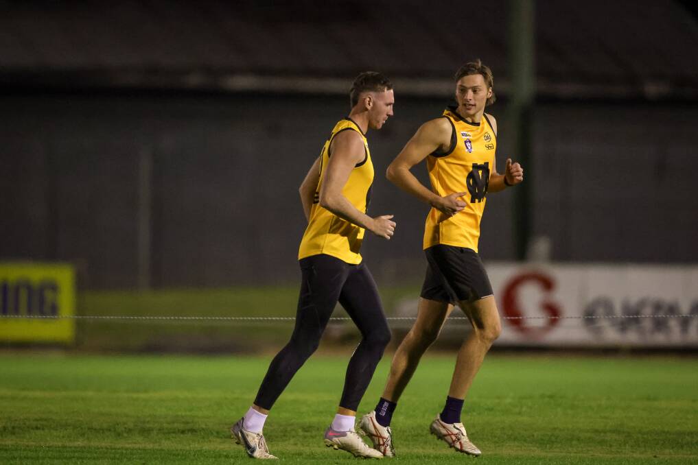 Ryan Eyers (right) and Sam Dunstan join Corowa-Rutherglen team-mate Jedd Longmire in the O and M representative team. Picture by James Wiltshire