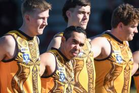 Eddie Betts lines up for first first game for Wangaratta Rovers during Indigenous Round. Picture by Kurt Hickling - Wangaratta Chronicle