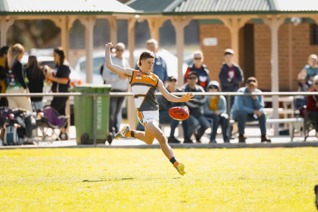Nathan Wardius in action for the Hume League's Giants. He's now part of the AFL Giants.
