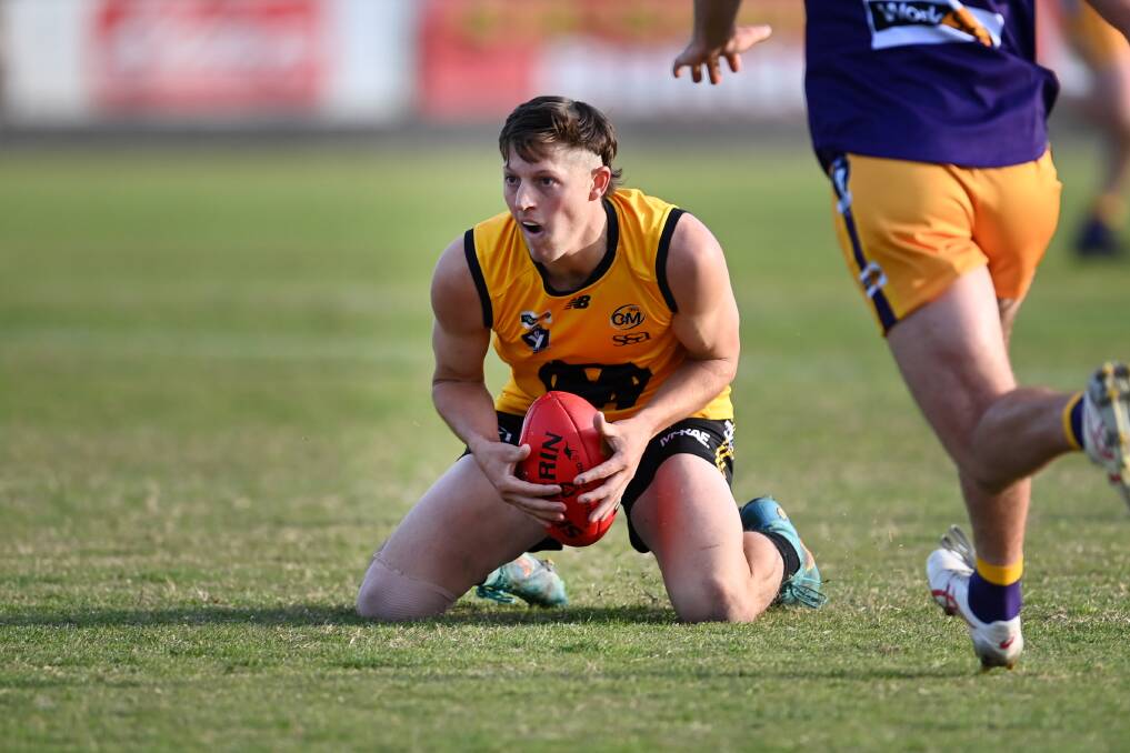 O and M's Matt Wilson is on his knees and the team was too after half-time as Goulburn Valley dominated for a 15-point win. Picture by Megan Fisher - Shepparton News