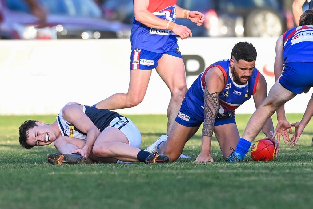 Howard in action for the Bulldogs last year against Mitta United.