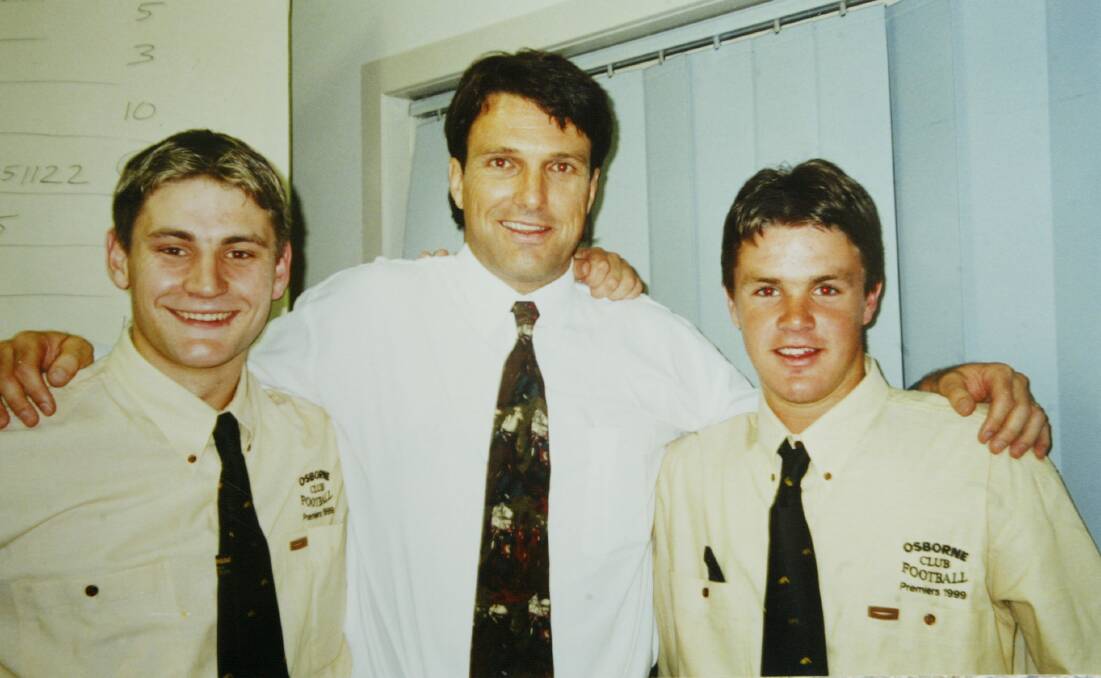 BROTHERS IN ARMS: Leigh and Adam Schneider with Paul Roos.
