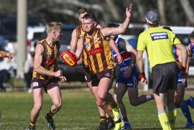 Hawks star Connor Newnham booted three goals against the Bulldogs at Thurgoona on Saturday. Picture by Mark Jesser