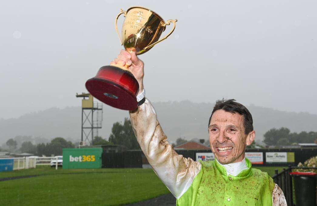 Leading jockey Danny Beasley after winning the Wodonga Cup last November. Beasley is set to partner the favourite in Friday's Albury Gold Cup in the Matthew Smith-trained Miracle Spin.