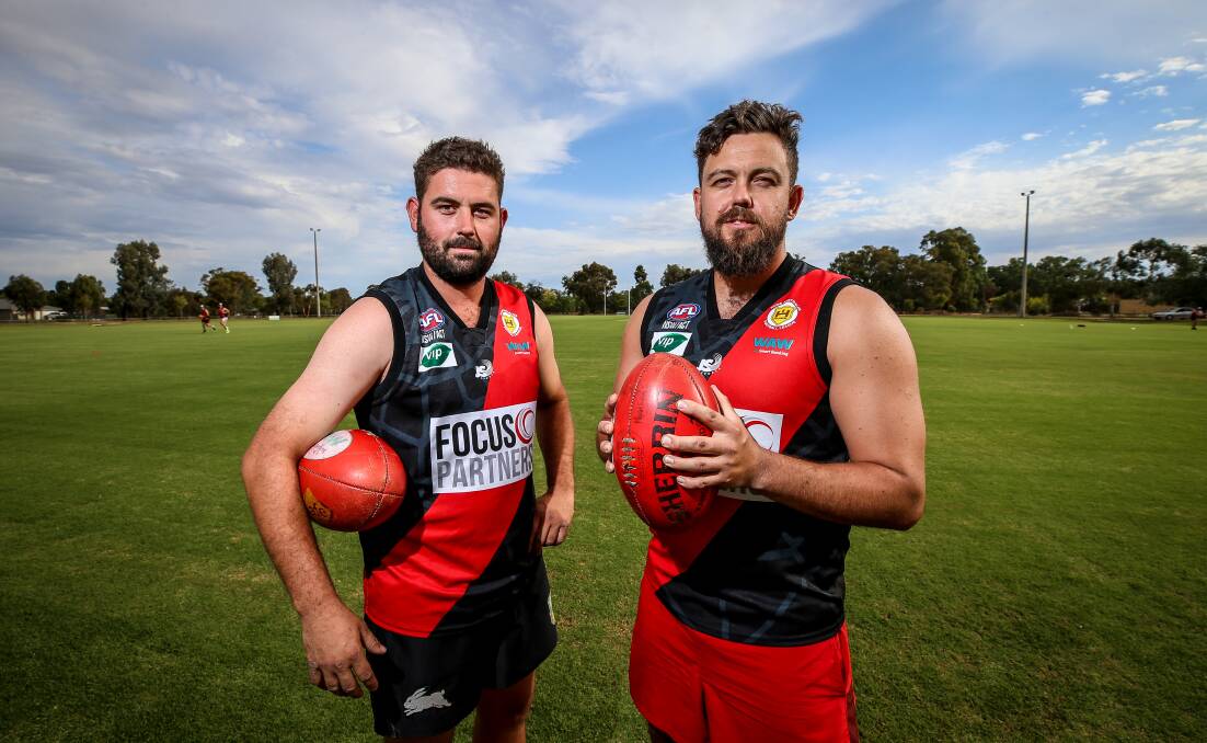 Reliable defender Josh Senior (left) has returned to Murray Magpies after a stint with rival club Howlong.